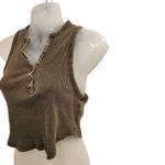 Garage Brown Sleeveless Knit Rib Casual Pullover Cropped Henley Tank Top Medium Photo 1