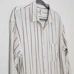 Stars Above  Brown Striped Button-up Sleep Shirt Size XL Linen Blend Sleep Shirt Photo 3