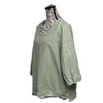 Hot Cotton Green Linen Blend Tunic Top Women’s 1X Lagenlook Coastal Boho Hippie Photo 2