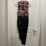 Sau Lee Mila Embroidered Tulip Skirt Dress Asymmetrical Mesh Size 0 US 4 UK Black Photo 6