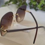 Large Rise Gold Shimmer Frame Brown Sunglasses Photo 3
