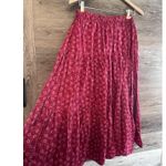 Red Bandana Skirt Size Medium Vintage Polyester Midi Elastic Waist Handmade Photo 0
