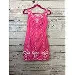 Lilly Pulitzer Women's Pink Dress with White Embroidery Size 0 Photo 1