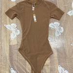 SKIMS  size XS mesh short sleeve bodysuit top sienna brown sheer kim k NWT Photo 1