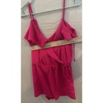 American Eagle 💖  Hot Pink Ruffle Romper Medium Adjustable Straps Small Flaw Photo 8