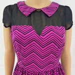 Paper Dolls Paper Doll SMALL Junior Purple Black Chevron Mall Goth Fit & Flare Mini Dress Photo 1