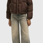 Levi's Levi’s Western Bubble Shortie Puffer Jacket – Brown – Size M NWT Cropped Puffer Photo 0