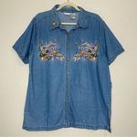 Bobbie & Brooks Bobbie Brooks Vintage Blue Denim Embroidered Button Down Shirt Photo 0