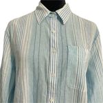 Lands' End  Size Medium  Top Blouse Button Up Cotton Linen Blend Photo 1