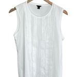 Ann Taylor  White Cotton Blend Sleeveless Ruffle Front Business Casual Top Size M Photo 0
