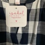 Isabel Maternity NWT  Dolman Shirt Navy Gingham Photo 5