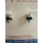 CAROLEE Stone & Freshwater Pearl Stud Earrings, Blue/Yellow/Gold,‎ Pearl, NWT Blue Photo 7