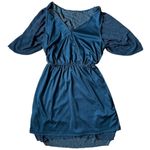 All in Favor Shimmer Black Metallic V Neck Blouson Sleeve Mini Dress Size Medium Photo 9