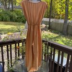 Caution to the Wind  Orange Striped Maxi Dress Photo 4