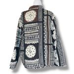 Chico's Chico’s Collarless Jacket Crocheted Black Brown Boho Print Open Front Large Photo 5