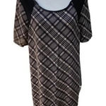 Le lis  Faux Leather‎ Trim Black and Tan plaid shift dress Size M​​​ Photo 0