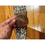 Handmade Wooden Buckle Beaded Belt Unique Stretchy Size Medium/Large Bohemian Black Photo 1