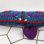 New Handcrafted Crochet Clutch Case Granny Heart Crochet Charm Teal Purple Burgu Blue Photo 5