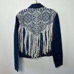 Levi's  Womens French Fringe Trucker Jacket Small Western Rodeo Blue Denim‎ NEW Photo 5