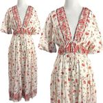 Free People Lysette Maxi Dress in Tea Combo Medium Bohemian Gypsy Indian Cotton Photo 4
