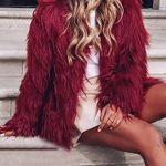 Showpo Fluffy Fur Red Jacket Photo 0