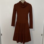 Cynthia Rowley  Waffle Knit Turtleneck Dress Rust Brown Women’s XS Photo 1