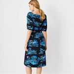 Ann Taylor  Floral Toile Square Neck Shift Dress, Night Sky, Women's, Siz… Photo 2