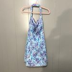 Vintage City Triangles Blue Floral Hawaiian Y2K 90s Coconut Girl Halter Dress 10 Photo 2