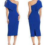Dress the Population Dress the Population Tiffany One Shoulder Midi Dress, Electric Blue, Small, NWT Photo 0