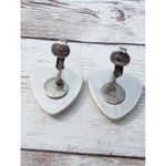 Vintage Clip On Earrings Large Triangular Shape Pearlescent Photo 3