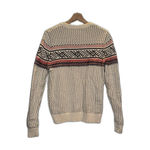 Merona  Pullover Knit Sweater, Cream, Blue, Red/Orange Striped Argyle, Size small Photo 0