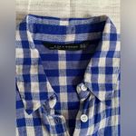 ZARA  Linen-Cotton Blend Blue Gingham Check Shirt Dress with Drawstring Waist Photo 12