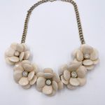 Vintage Y2K Chunky Acrylic Flower Necklace Rhinestone Jewel Statement Retro White Photo 2