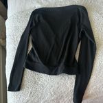 White Birch Women's M Wrap Front Plunge Rib Sweater Charcoal Gray Contemporary Photo 6