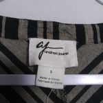 Andrea Jovine  Tan Black Chevron V-neck Striped Linen Blend Neutral Size Small Photo 3
