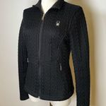 Spyder Black Cable Knit Full Zip Fleece Lined Sweater Jacket Women’s Size XS Photo 2