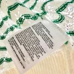 Lands' End  Green White Cotton Blend Pointelle Stripe Crew Button Trim Sweater MP Photo 9