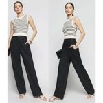 Reformation Mason High Waisted Pleated Wide Leg Trouser Pants Black Women's 0 Photo 2