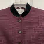 Le Suit Dark Red Black Vintage Boxy Blazer Sz 10 Houndstooth Checkered Photo 2