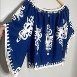 SheIn Blue and White Flowy Coastal Kaftan Blouse Size Small Photo 1