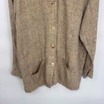 Chico's Minimalist Lagenlook Button Front Shirt Womens 1 M 8 Tan Linen Pockets Photo 2