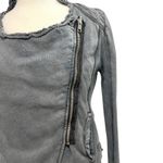 Free People  Asymmetrical Cropped Distressed Moto Jacket Indie Gray size Small Photo 4