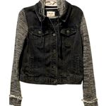 Mudd  Sweater Sleeve Hoodie Jean Jacket Black & Heather‎ Gray Juniors Size Medium Photo 1