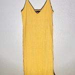 ZARA  Yellow Textured Knit Ruffle Hem Midi Dress - Size M Photo 0