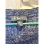 A Byer Vintage A. Byer Blue Boho Flowy Top Crochet Panel Knit Sweater Made In USA Large Photo 1