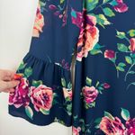 Everly  Womens Navy Floral Bell Sleeve Mini Dress Sz S‎ | Colorful Boho Feminine Photo 3