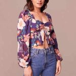 Band of the Free Floriane Boho Floral Long Sleeve Crop Blouse Size XS Photo 8
