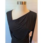 Calvin Klein  Women's Asymmetric Hem Ruched Midi Black Sheath Dress Photo 6