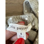 Blu Pepper Women's Sage Green White Polka Dot Long Sleeve Sweater S Photo 1