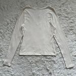 Madewell Top Brightside Finerib V-Neck Long-Sleeve Tee Antique Cream L NWT New Photo 4